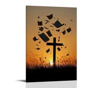 WJHJZQYY Decorazione da parete moderna da appendere alla parete con le pagine della Bibbia che fluttuano verso l'alto come uccelli che tornano a casa. Poster artistico da appendere in stile moderno