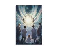 WJHJZQYY Decorazione da parete moderna da appendere con gli arcangeli che formano un cerchio di luce intorno a un bambino appena nato, proteggendoli dalle ombre. Poster artistico da appendere, 60 x 90