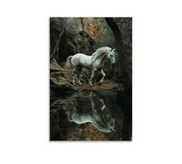 WJHJZQYY Decorazione da parete moderna da appendere con scritta "At a Forest Pool, The Knights Horse Drinks, While in the Reflection, They Gallop through Heaven", 20 x 30 cm
