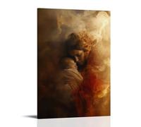 WJHJZQYY Decorazione da parete moderna da appendere con scritta in inglese "A Mother Clutches Her Child As Jesus Appears through Smoke, Separing the Fire with Nothing But Presence" (40 x 60 cm)