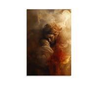 WJHJZQYY Decorazione da parete moderna da appendere con scritta in lingua inglese "A Mother Clutches Her Child As Jesus Appears through Smoke, Separing the Fire with Nothing But Presence" (60 x 90 cm)