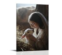 WJHJZQYY Decorazione da parete moderna da appendere con un agnello che canta in un sogno accanto a Gesù, la sua voce più umana che animale. Poster artistico da appendere moderno, 60 x 90 cm