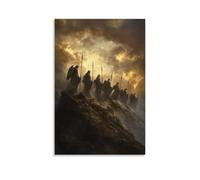 WJHJZQYY Decorazione da parete moderna da appendere in cima a una cresta, una linea di angeli che osserva silenziosamente la terra addormentata, le loro lance rivolte verso il basso in pace. Poster