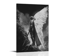 WJHJZQYY Decorazione da parete moderna da appendere, motivo: A Knight Watches His Shadow Disappear before Dawn, sostituito da The Wings of Unseen Angels. Poster decorativo da appendere (50 x 75 cm)