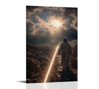WJHJZQYY Decorazione da parete moderna da appendere, motivo: Gesù disegna una linea di luce attraverso il cielo con il dito, dividendo il tempo in prima e dopo l'amore. Poster decorativo da parete