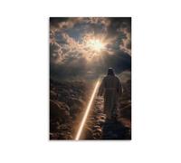 WJHJZQYY Decorazione da parete moderna da appendere, motivo: Gesù disegna una linea di luce attraverso il cielo con il dito, dividendo il tempo in prima e dopo l'amore. Poster decorativo da parete