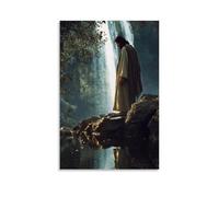 WJHJZQYY Decorazione da parete moderna da appendere, motivo: Gesù si trova dietro una cascata, ma solo il suo riflesso esce nel fiume sottostante. Poster artistico da appendere moderno, 20 x 30 cm