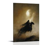 WJHJZQYY Decorazione da parete moderna da appendere, motivo: un cavaliere attraversa le pianure al chiaro di luna, la sua spada con i nomi degli apostoli incisi nella luce. Poster decorativo da parete