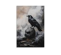 WJHJZQYY Decorazione da parete moderna da appendere, motivo: un corvo che colpisce l'elmo del cavaliere su un altare sul campo di battaglia, circondato da fumo e silenzio. Poster decorativo da parete