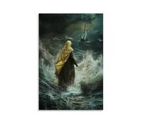 WJHJZQYY Decorazione da parete moderna da appendere, motivo: un pescatore vede Maria che cammina attraverso il mare, e anche se non dice nessuno, non dubita mai più. Poster decorativo da parete