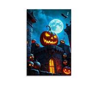 WJHJZQYY Decorazione da parete spettrale di Halloween, lanterna con occhi luminosi e bocca sorridente, decorazione da parete moderna da appendere, 30 x 45 cm