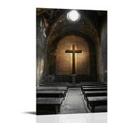 WJHJZQYY Decorazione murale moderna da appendere con un coro che canta sotto un'antica croce, le loro voci fanno brillare il testo sulle pareti della cappella. Poster decorativo da parete moderno, 20