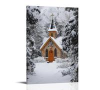 WJHJZQYY Decorazione murale moderna da appendere con una cappella coperta di neve fresca che ronza debolmente, come se le preghiere dentro stanno riscaldando l'aria. Poster decorativo da parete