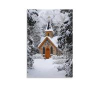 WJHJZQYY Decorazione murale moderna da appendere con una cappella coperta di neve fresca che ronza debolmente, come se le preghiere dentro stanno riscaldando l'aria. Poster decorativo da parete