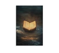 WJHJZQYY Decorazione murale moderna da appendere con una pagina dal Vangelo che galleggia attraverso il mare, conducendo una nave perduta a casa in silenzio. Poster artistico da appendere moderno, 50