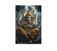 WJHJZQYY Ganesha si siede con calma negli occhi di un temporale, immobile mentre vento e fulmini danzano intorno a lui. Decorazione murale moderna da appendere poster artistico da appendere (20 x 30