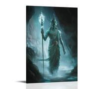 WJHJZQYY Kṣitigarbha si trova in un tempio degli inferi con un bastone luminoso e un gioiello che bandisce la sofferenza e la paura. Decorazione murale moderna da appendere poster artistico da