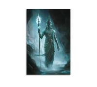 WJHJZQYY Kṣitigarbha si trova in un tempio degli inferi con un bastone luminoso e un gioiello che bandisce la sofferenza e la paura. Decorazione murale moderna da appendere poster artistico da