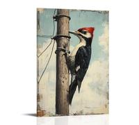 WJHJZQYY Poster decorativo da parete con illustrazione di un picchio maestoso in epoca vittoriana che tocca codici segreti su un palo del telegrafo, decorazione da parete moderna da appendere, 40 x 60