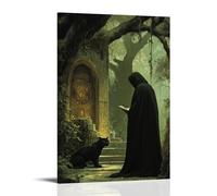 WJHJZQYY Poster decorativo da parete con immagine di una pantera che guarda dalla foresta come un monaco copia i Vangeli, poster artistico moderno da appendere, 50 x 75 cm