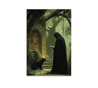WJHJZQYY Poster decorativo da parete con immagine di una pantera che guarda dalla foresta come un monaco copia i Vangeli, poster artistico moderno da appendere, 50 x 75 cm