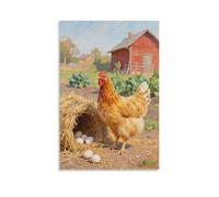 WJHJZQYY Poster decorativo da parete con scritta in inglese "A Hen Beside The Chicken Coop, Making Clucking Calls", moderno, da appendere, 40 x 60 cm