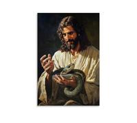 WJHJZQYY Poster decorativo da parete con scritta in lingua inglese "Gesù tiene un serpente nel palmo della mano, con parole che calmano la sua rabbia avvolgente, poster artistico moderno da appendere