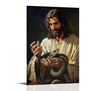 WJHJZQYY Poster decorativo da parete con scritta in lingua inglese "Gesù tiene un serpente nel palmo della mano, con parole che calmano la sua rabbia avvolgente, poster artistico moderno da appendere