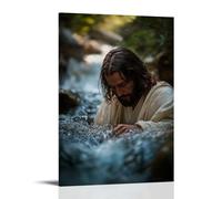 WJHJZQYY Poster decorativo da parete moderno, da appendere, 20 x 30 cm, in un ruscello di montagna, con scritta in inglese "Gesù è visto due volte-una volta in forma, una volta nello spirito sotto il