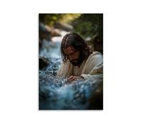 WJHJZQYY Poster decorativo da parete moderno, da appendere, 30 x 45 cm, in un ruscello di montagna, con scritta in inglese "Gesù è visto due volte-una volta in forma, una volta nello spirito sotto il