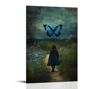 WJHJZQYY Poster decorativo da parete moderno, da appendere, 40 x 60 cm, motivo: "A Lost Traveler Once Found His Way by Following A Blue Butterfly, And at the End of The Path, Mary Was Waiting"