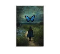 WJHJZQYY Poster decorativo da parete moderno, da appendere, 40 x 60 cm, motivo: "A Lost Traveler Once Found His Way by Following A Blue Butterfly, And at the End of The Path, Mary Was Waiting"