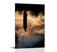 WJHJZQYY Poster decorativo da parete moderno da appendere alla parete con sagoma di Gesù che si riflette nel fiume, fondendosi con il cielo come il cielo che tocca l'acqua