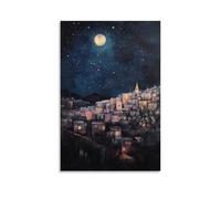 WJHJZQYY Poster decorativo da parete moderno da appendere con Betlemme che brilla in lontananza, i suoi tetti argentati sotto la luce stellare della prima promessa