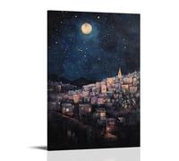 WJHJZQYY Poster decorativo da parete moderno da appendere con Betlemme che brilla in lontananza, i suoi tetti argentati sotto la luce stellare della prima promessa