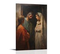 WJHJZQYY Poster decorativo da parete moderno da appendere con Gesù in piedi tra Marta e Maria, una occupata con dovere, l'altro silenzioso in soggezione, mentre il tempo sembra fermarsi intorno a loro