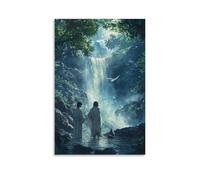 WJHJZQYY Poster decorativo da parete moderno da appendere con Giovanni Battista che battezza Gesù nel fiume Giordano, mentre il cielo parte e una colomba radiosa scende sulla scena. Poster decorativo