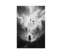 WJHJZQYY Poster decorativo da parete moderno da appendere in un sogno, il cavaliere vede un cielo di croci che sorge dalle nuvole e cavalca verso di esso con occhi pieni di pace. Decorazione murale