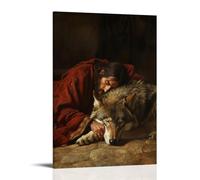 WJHJZQYY Poster decorativo da parete moderno, da appendere, motivo: un lupo giace ai piedi di Gesù, domato non dal comando, ma dalla compassione così profonda che non ha bisogno di parole. Poster