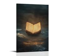 WJHJZQYY Poster decorativo da parete moderno, da appendere, motivo: una pagina dal Vangelo galleggia attraverso il mare, conducendo una nave perduta a casa in silenzio