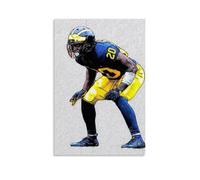 WJHJZQYY Poster sportivo di giocatore di football con uniforme nera e casco giallo, decorazione da parete, poster artistico moderno da appendere, 30 x 45 cm