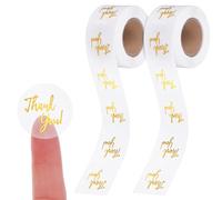 WJIAAA 1000 adesivi trasparenti con scritta "Thank You", rotondi in PVC trasparente, autoadesivi, per buste, matrimoni, festival, feste di compleanno, addio al nubilato