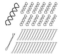 WJIAAA 120 forcine per capelli, 20 fermagli per capelli a spirale + 100 spille Bobby da 3,5 cm, accessori per capelli a spirale per acconciature fai da te (nero)