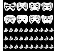 WJIAAA Set di 38 stencil per pittura del viso, riutilizzabili, per il trucco dei bambini, per il corpo, per Halloween, feste, trucchi con diversi motivi