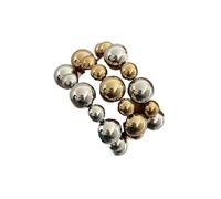 WJIAYAO Bracciale di Perline 3 Braccialetti con Perline Elastiche Color Argento Dorato con Perline a Sfere impilate(Color1)