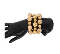 WJIAYAO Bracciale di Perline 3 Braccialetti con Perline Elastiche Color Argento Dorato con Perline a Sfere impilate(Color2)