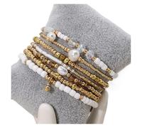 WJIAYAO Bracciale di Perline Bracciale da Donna Elastico con Perline Multistrato, Fatto a Mano, 7 Pezzi