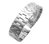 WJIAYAO Cinturino in Metallo 22mm 24mm Bracciale in acciaio inossidabile Cinturino for orologio in metallo massiccio for da uomo curvo solido Argento(Silver-,22mm)