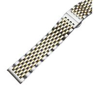 WJIAYAO Cinturino in Metallo Cinturino for orologio in acciaio inossidabile con estremità curva 18mm 19mm 20mm 21mm 22mm di ricambio chiusura a farfalla Bracciale for Argento Oro(Silver Gold,21mm)