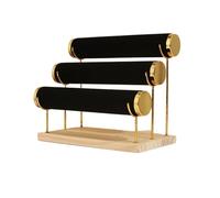 WJIAYAO Espositore per orologi Espositore for gioielli in velluto a 3 strati, braccialetto, catena for orologio, espositore con base in legno(Black Velvet)